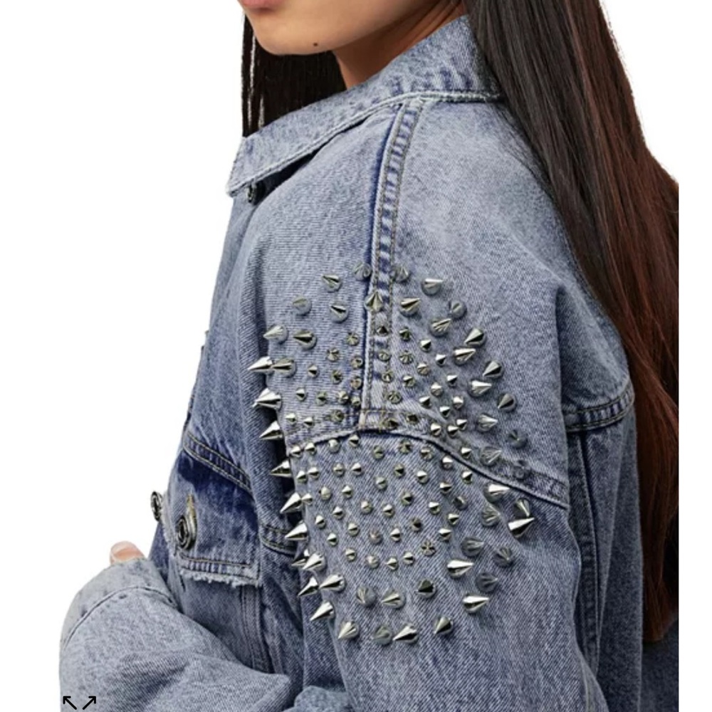 ALLSAINTS Bells Punk Studded Denim Jacket large